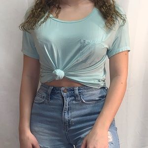 cropped blue top
